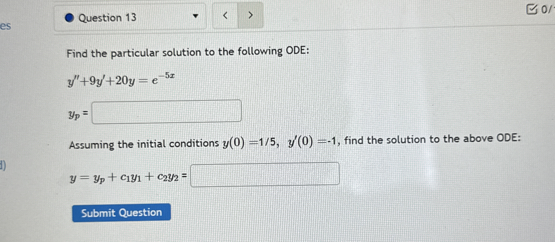 Question 1 3 Find the particular solution to the