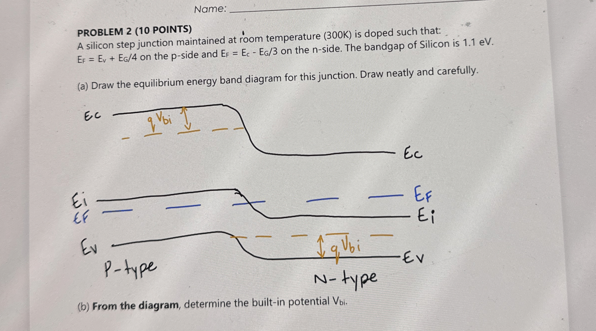 Name: PROBLEM 2 ( 1 0 POINTS ) A silicon step