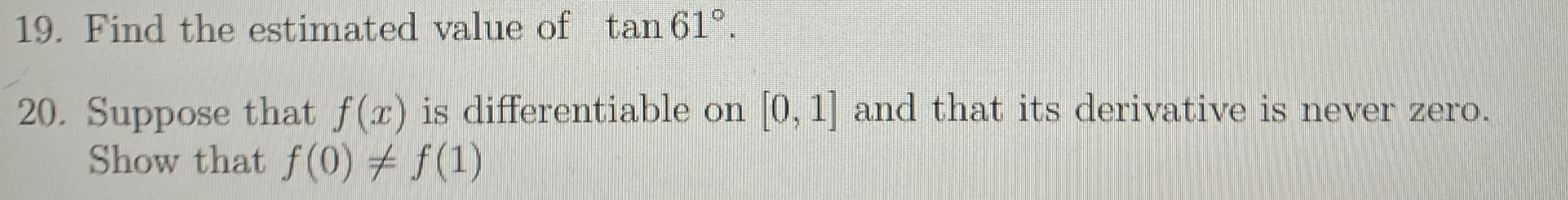 Find the estimated value of t a n 6 1 . Suppose