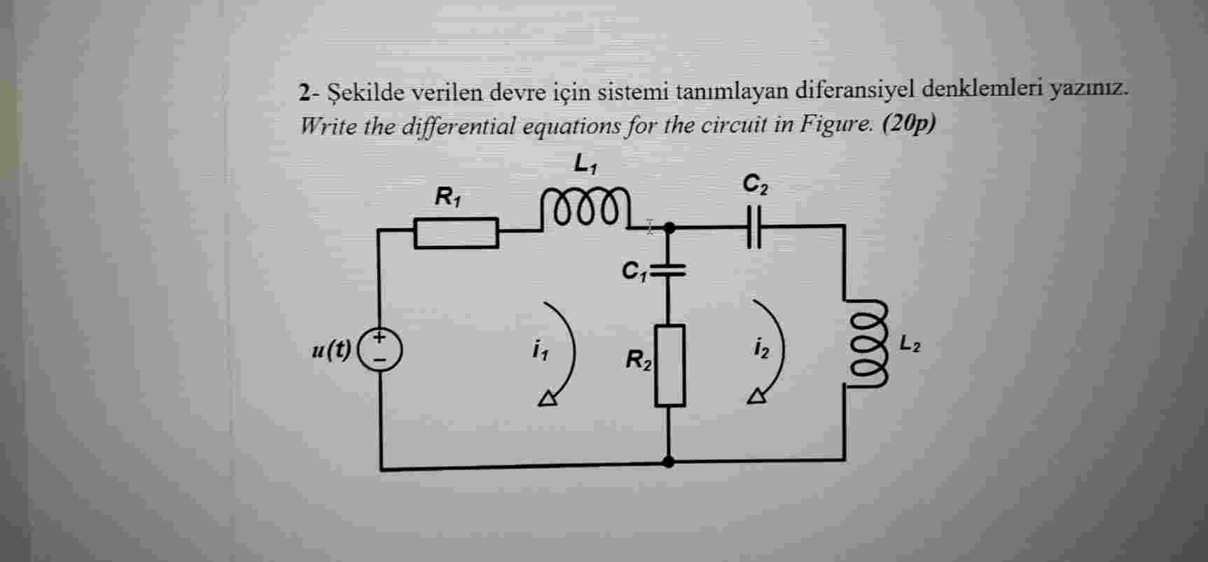2 - . Write the differential equations for the