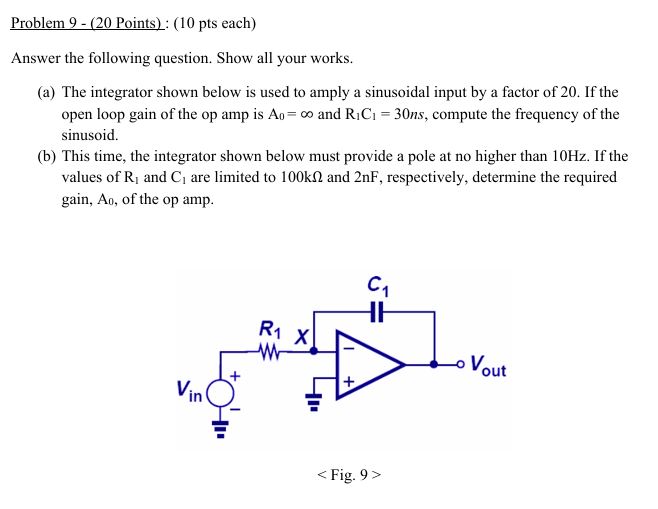 Problem 9 - ( 2 0 Points ) : ( 1 0 pts each )