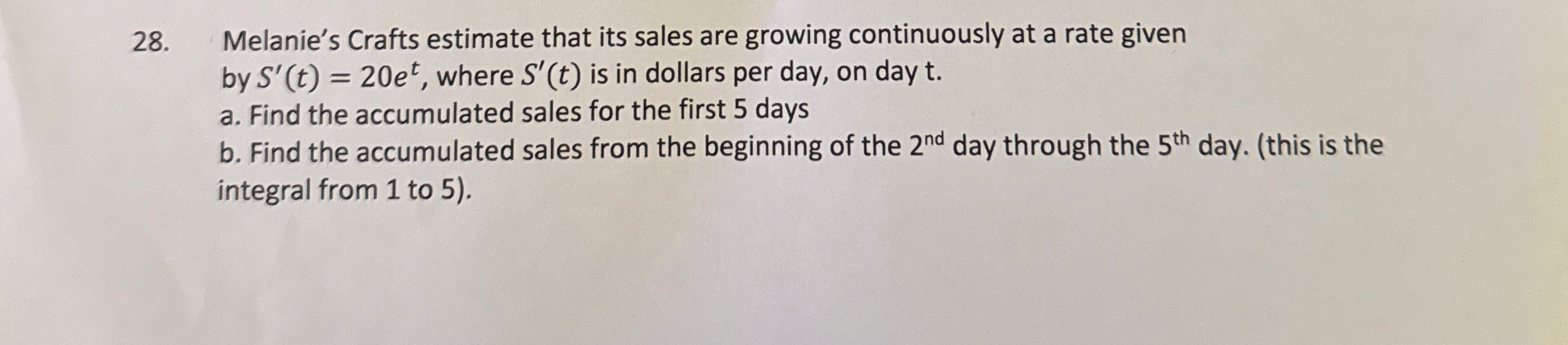 Melanie's Crafts estimate that its sales are