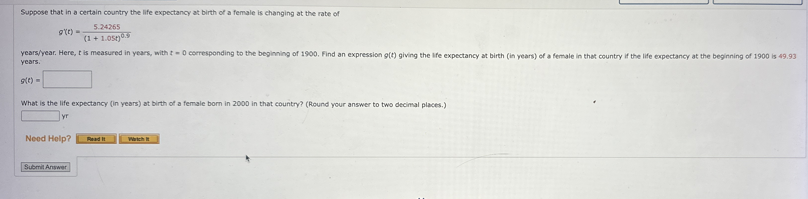 Suppose that in a certain country the life