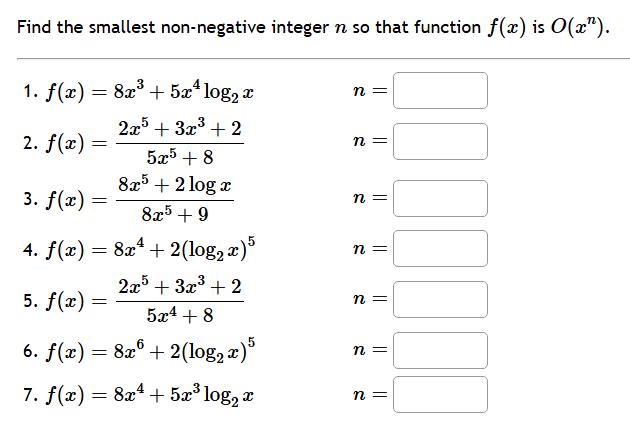 Find the smallest non - negative integer n so