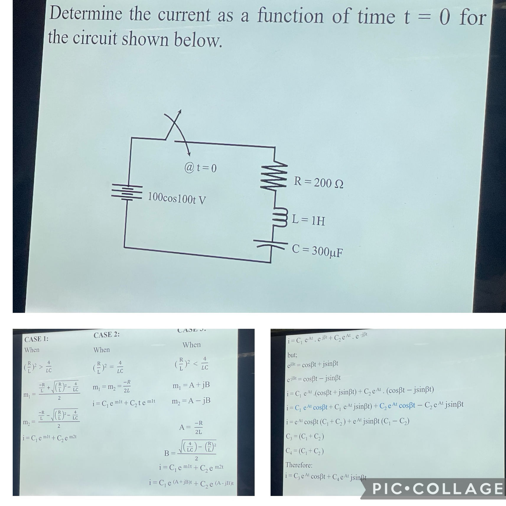 Determine the current as a function of time t = 0