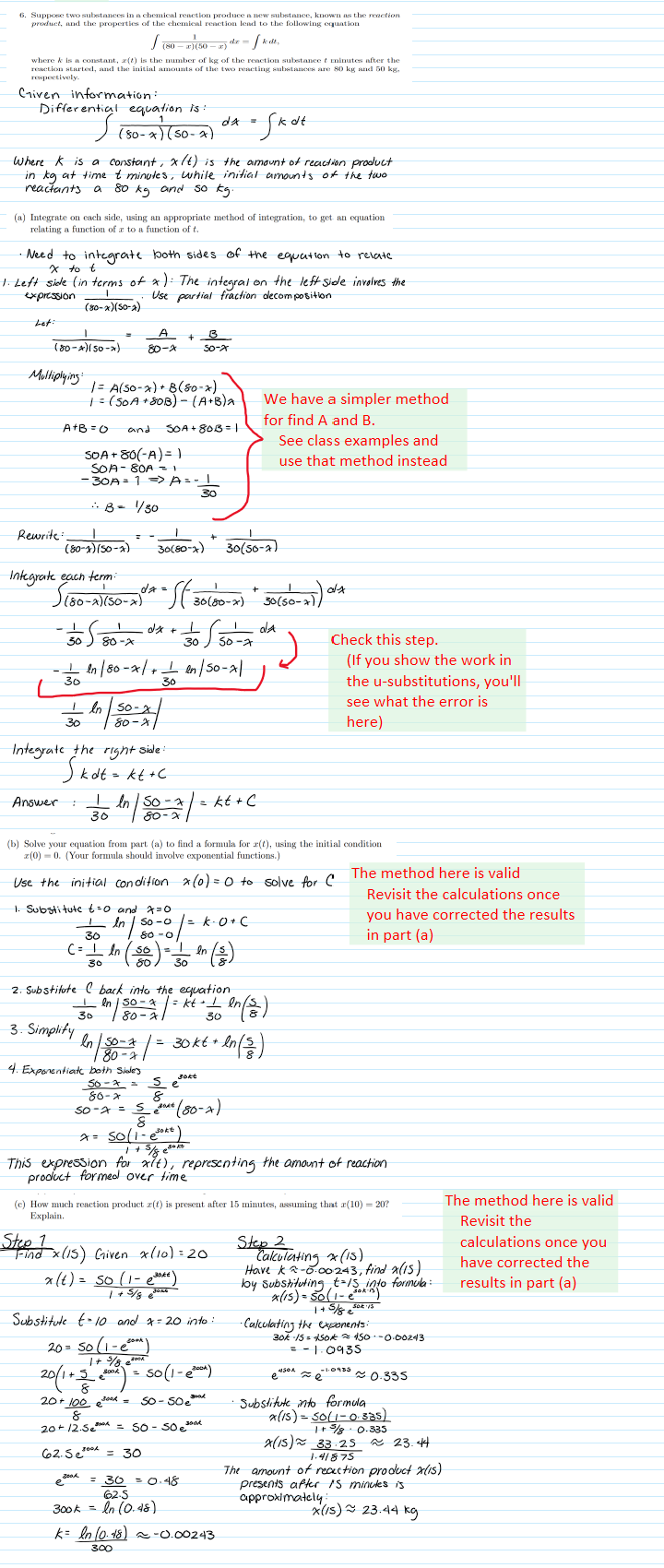 Please apply the corrections to this problem. 6 .