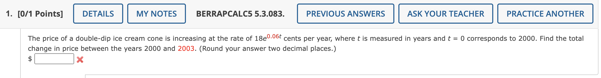 The price of a double - dip ice cream cone is