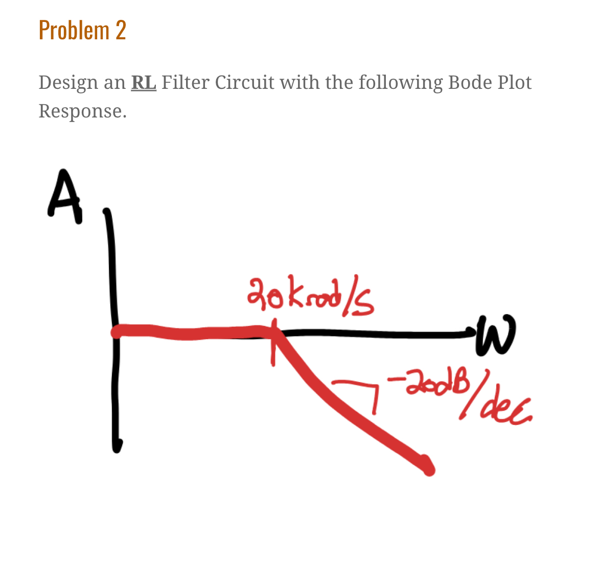 Problem 2 Design an R L ? Filter Circuit with the