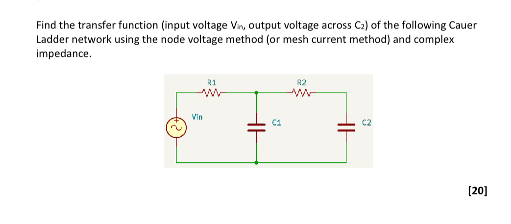Find the transfer function ( input voltage V i n