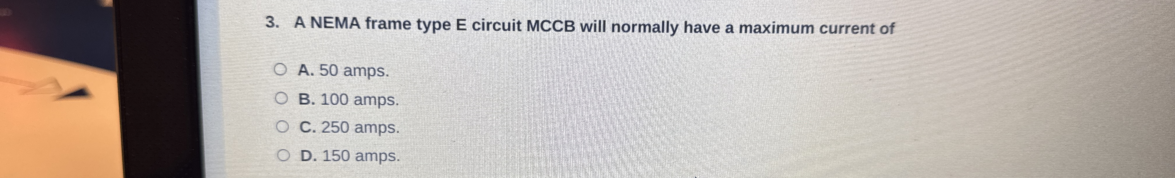 A NEMA frame type E circuit MCCB will normally