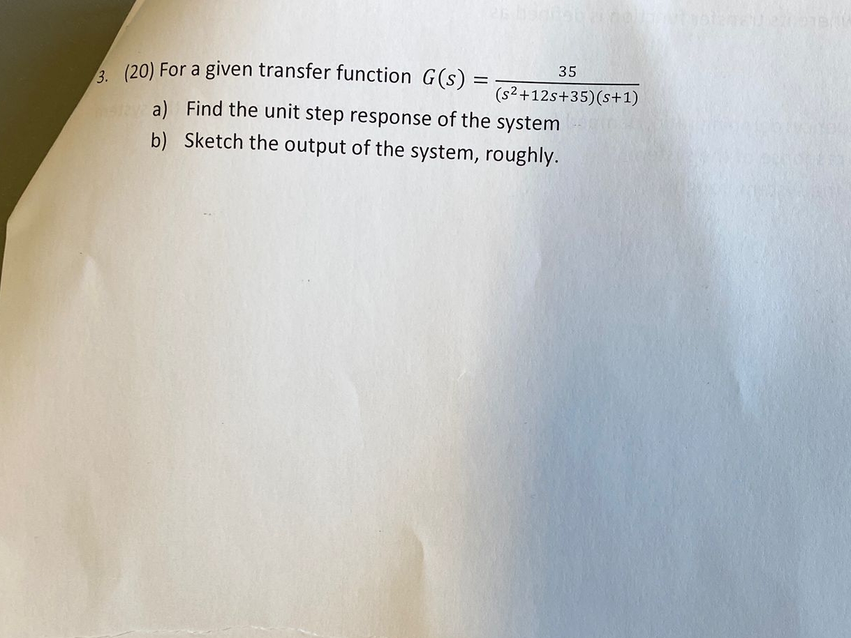 ( 2 0 ) For a given transfer function G ( s ) = 3