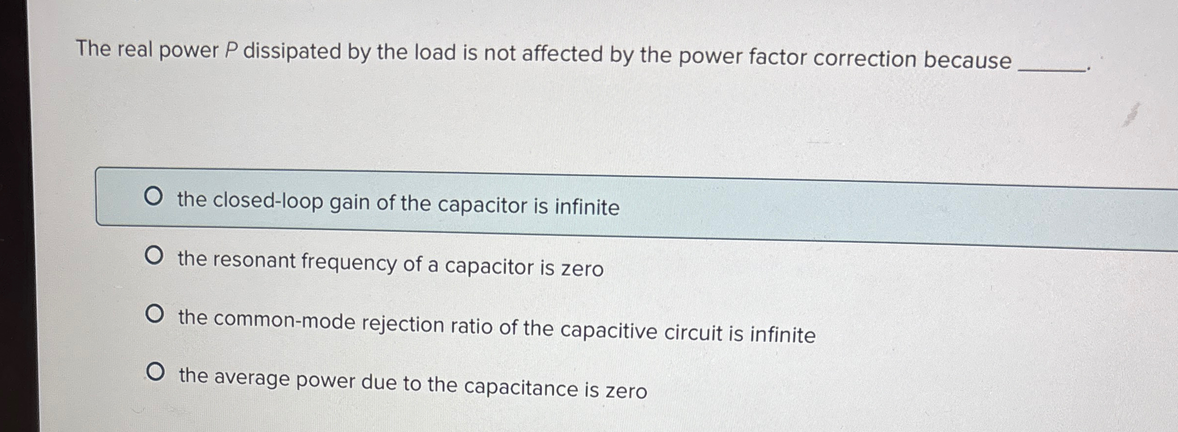 The real power P dissipated by the load is not