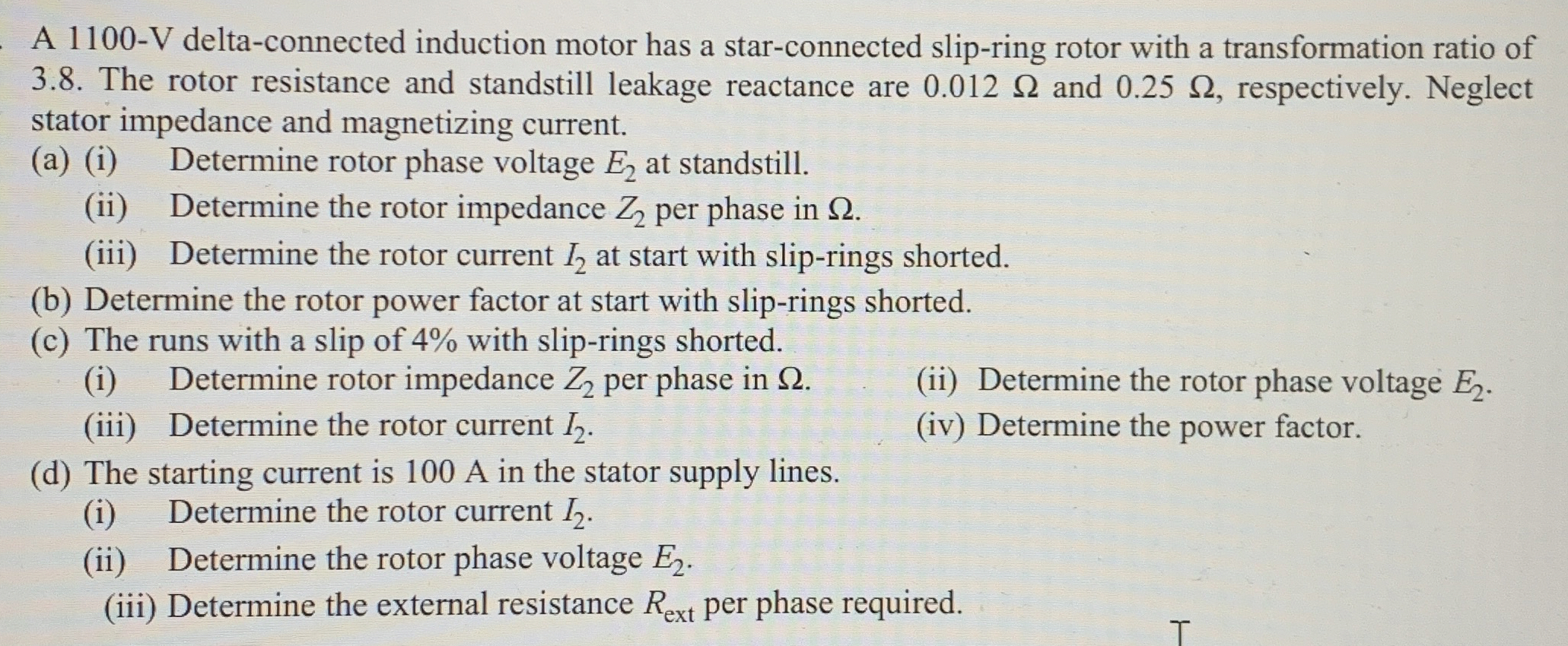 A 1 1 0 0 - V delta - connected induction motor