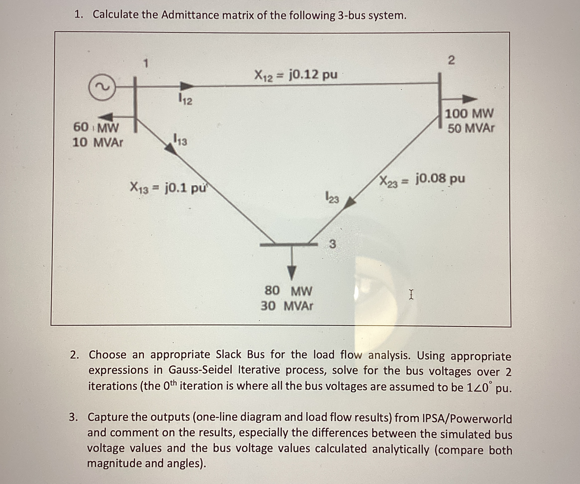 Calculate the Admittance matrix of the following