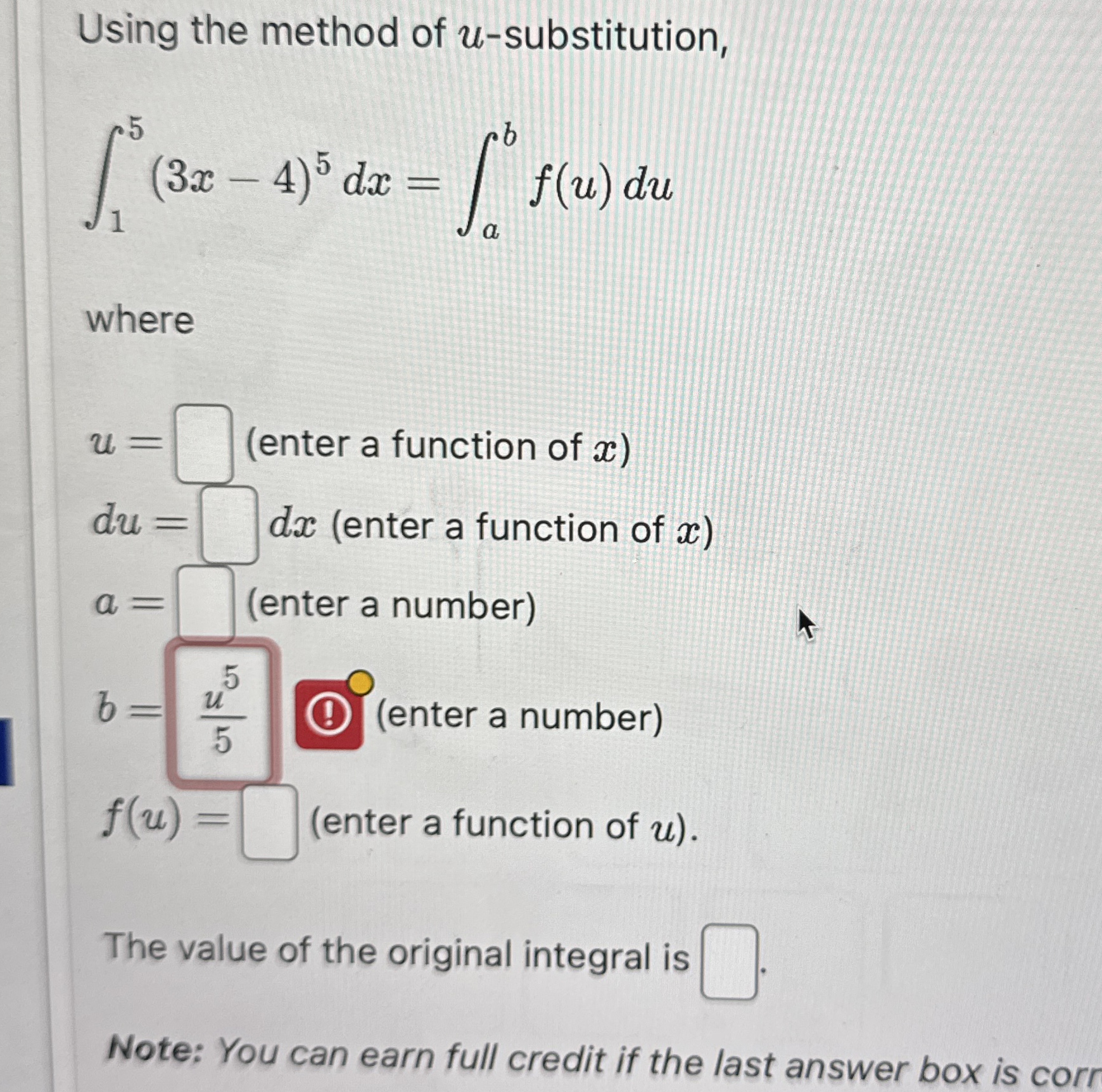 Using the method of u - substitution, 1 5 ( 3 x -