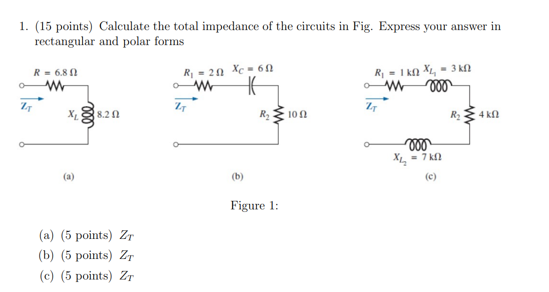( 1 5 points ) Calculate the total impedance of