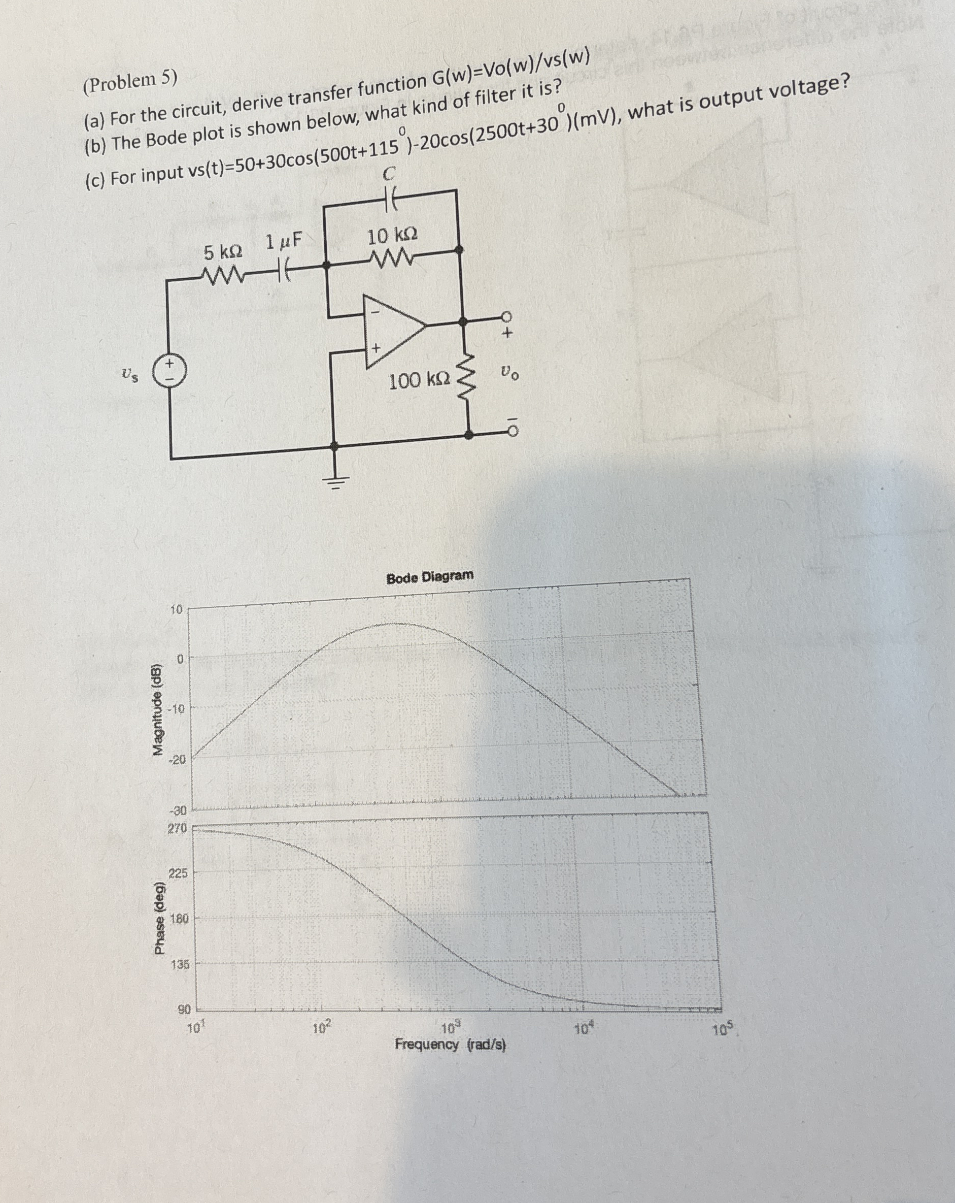 ( Problem 5 ) ( a ) For the circuit, derive
