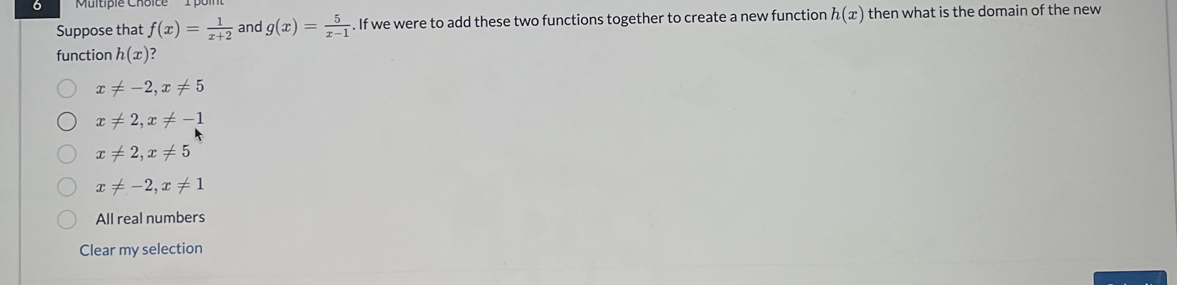 Suppose that f ( x ) = 1 x + 2 and g ( x ) = 5 x