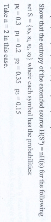 Show that the entropy of the extended source H (