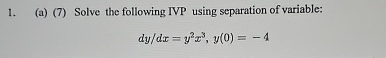 ( a ) ( 7 ) Solve the following IVP using