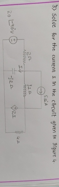 Solve for the current I in the circuit given in