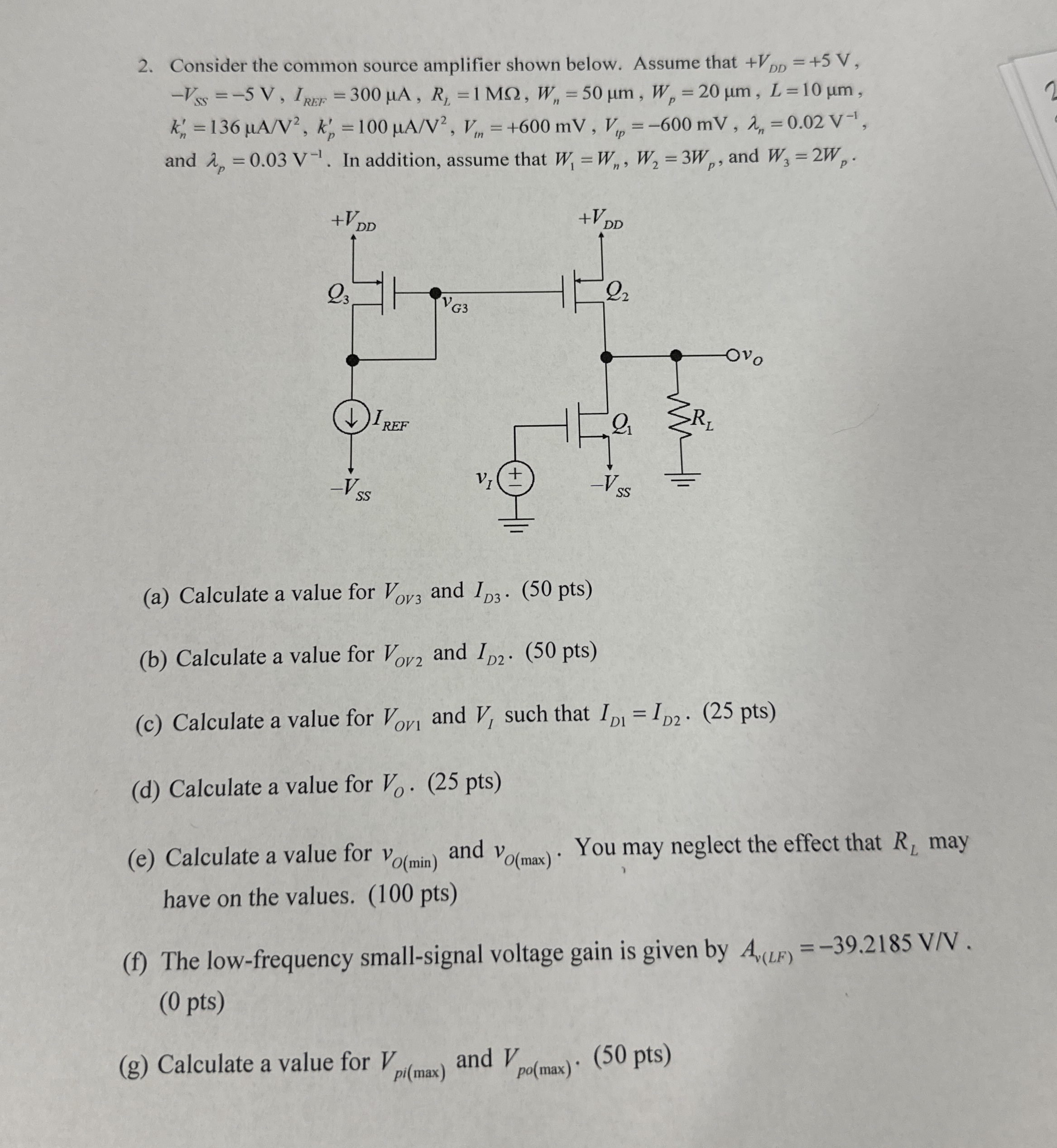 Consider the common source amplifier shown below.