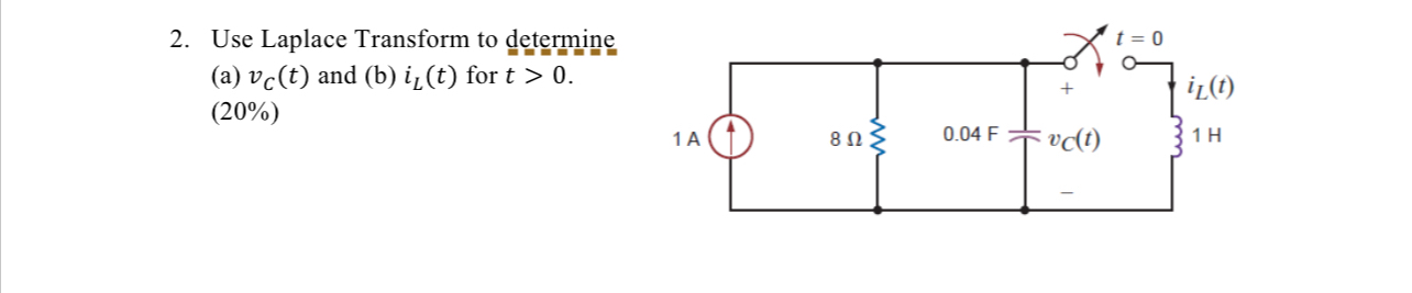 Use Laplace Transform to determine ( a ) v C ( t