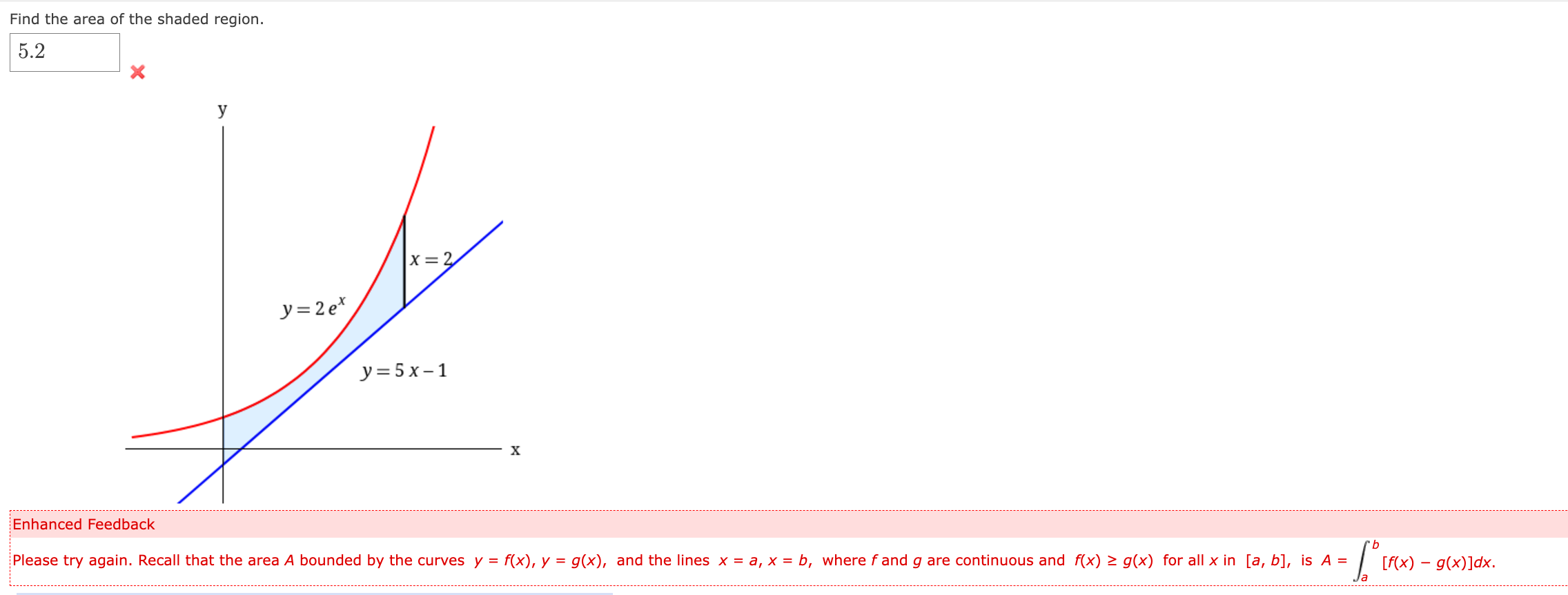 Find the area of the shaded region. 5 . 2 Please