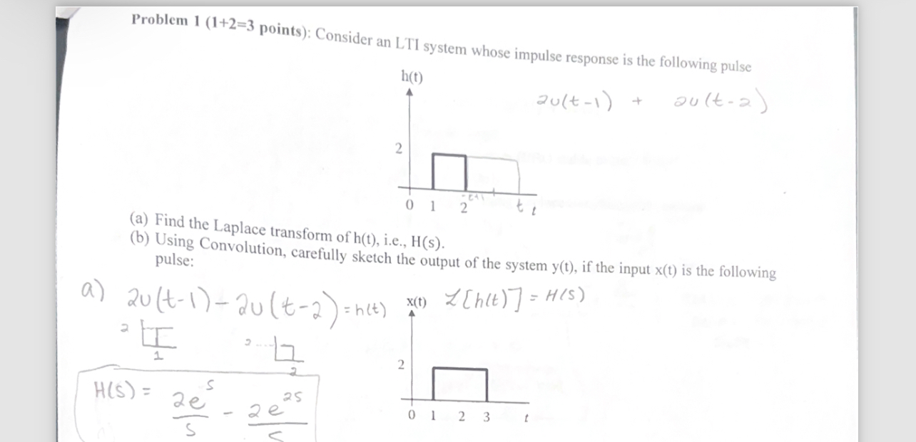Problem 1 ( 1 + 2 = 3 points ) : Consider an LTI