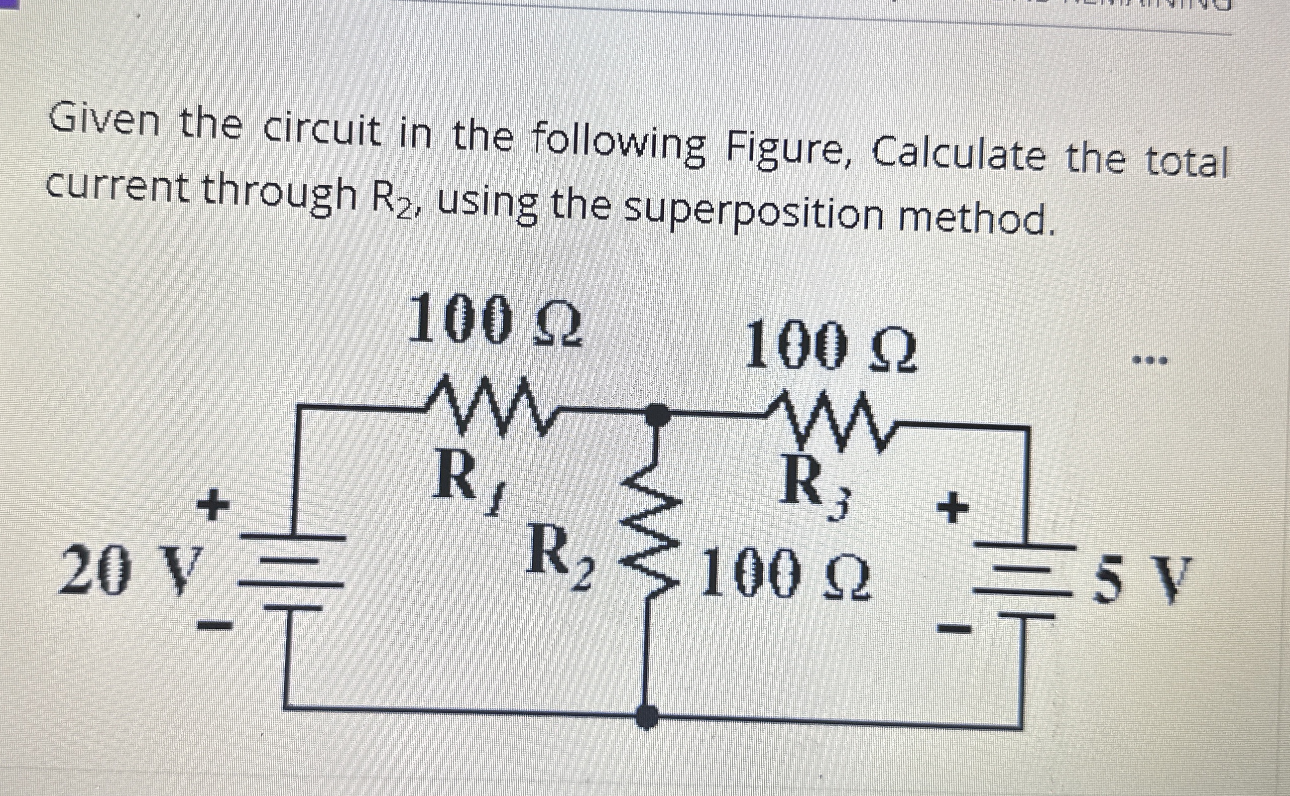 Given the circuit in the following Figure,
