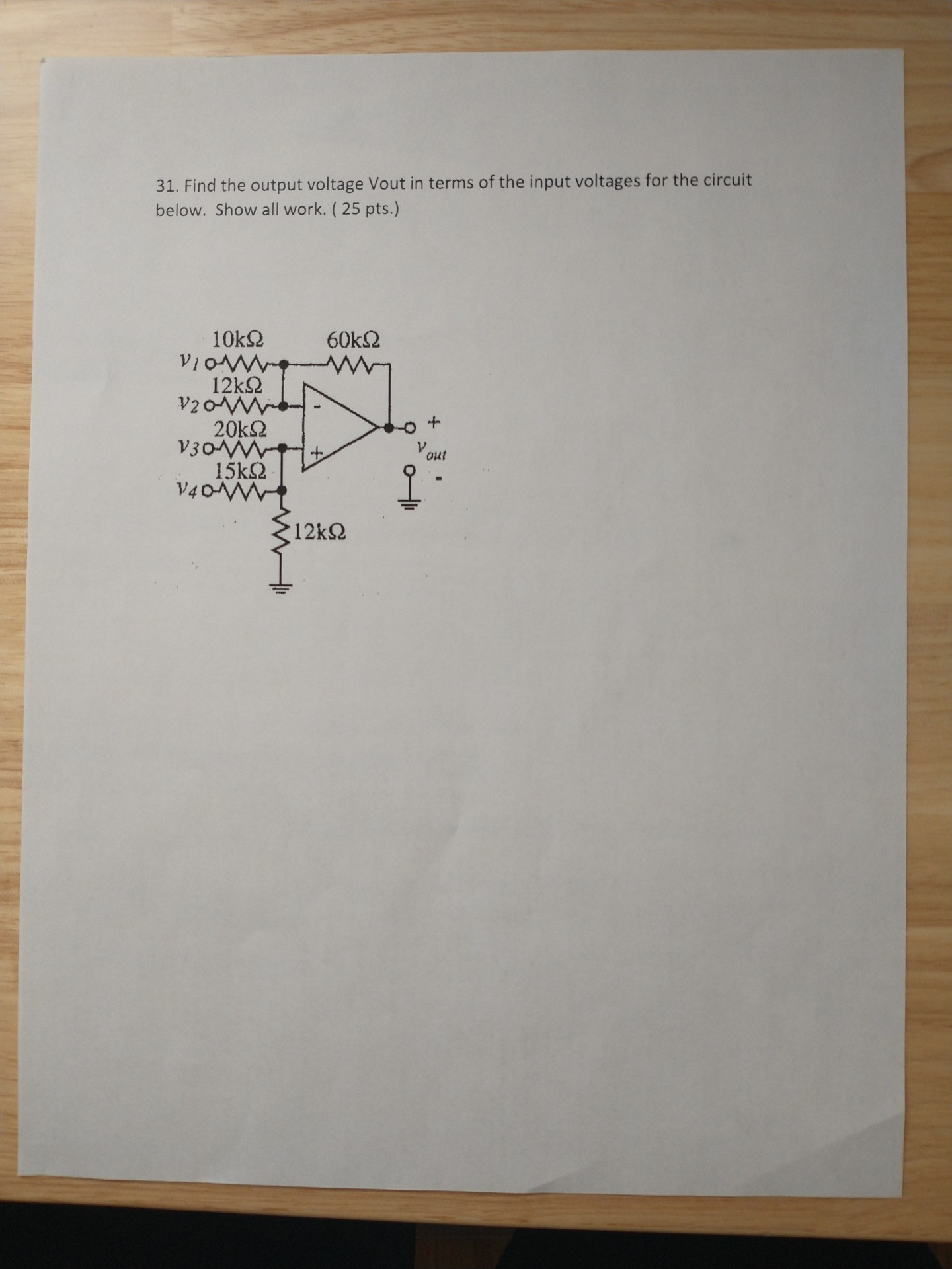 Find the output voltage Vout in terms of the