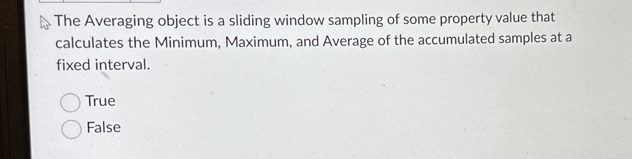 The Averaging object is a sliding window sampling