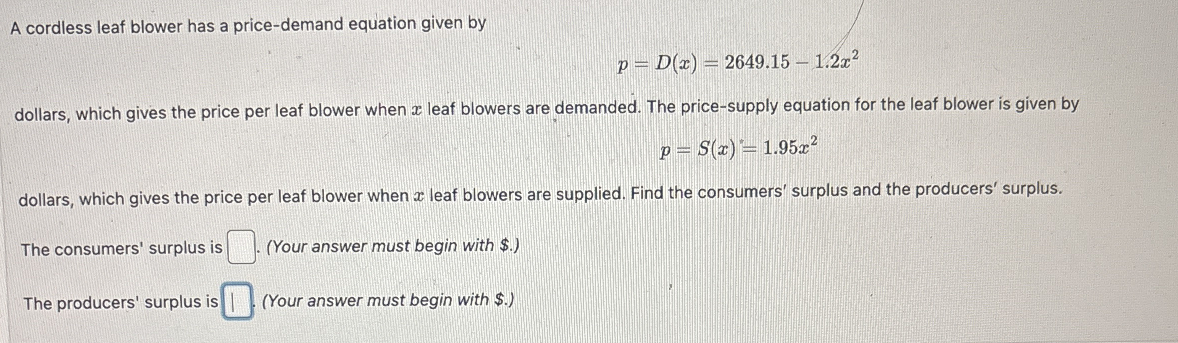 A cordless leaf blower has a price - demand