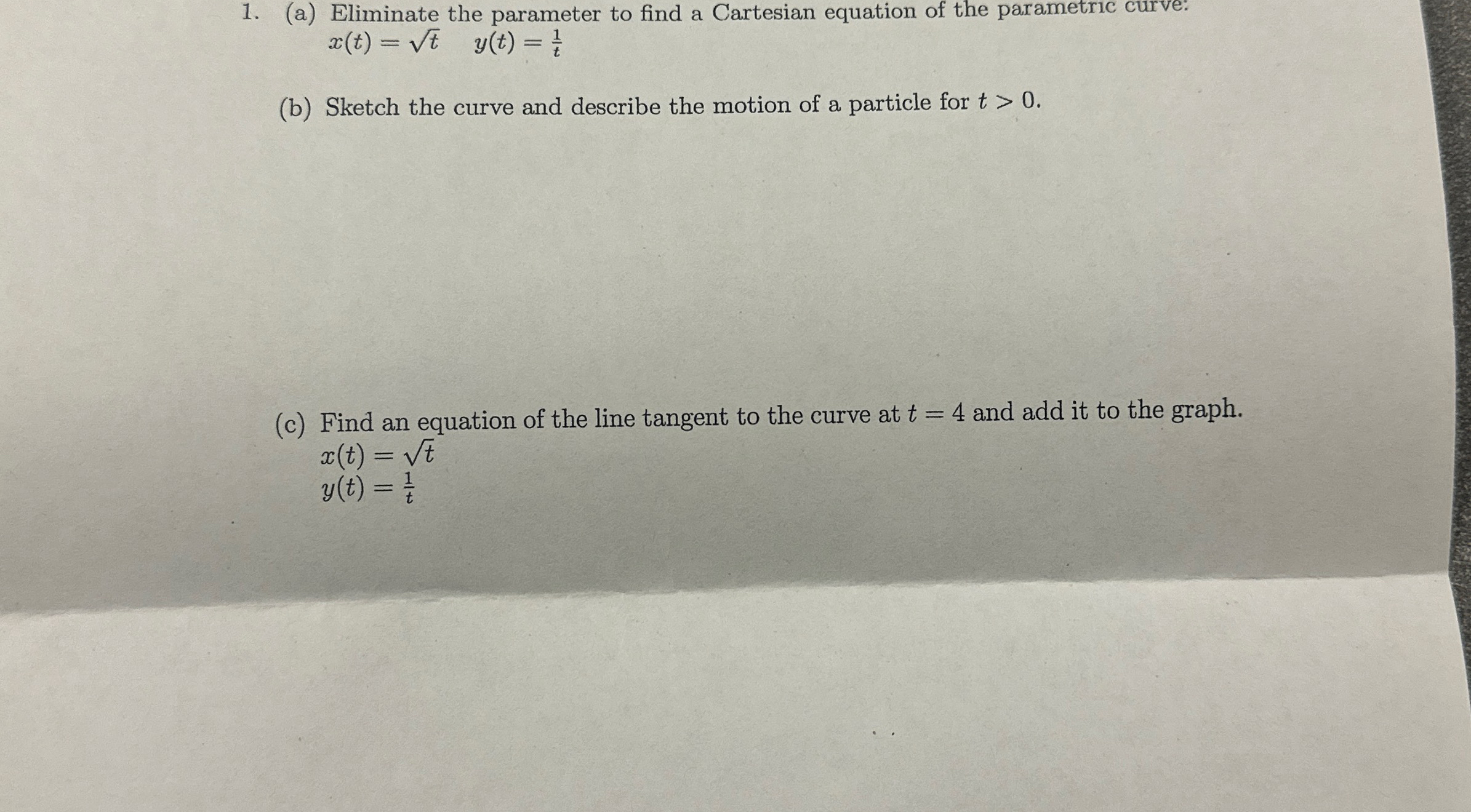 ( a ) Eliminate the parameter to find a Cartesian