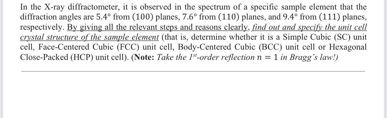 In the X - ray diffractometer, it is observed in