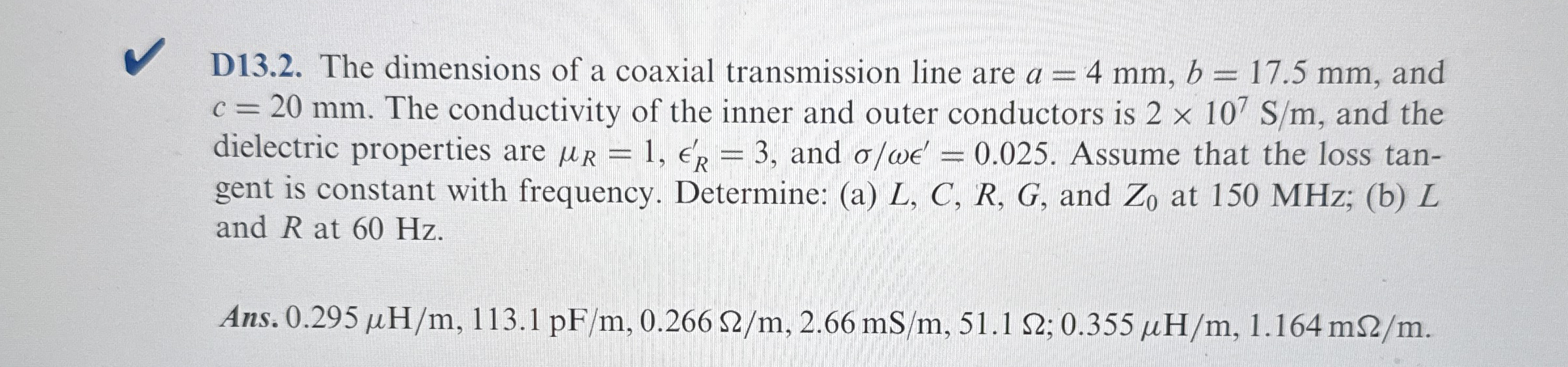 D 1 3 . 2 . The dimensions of a coaxial