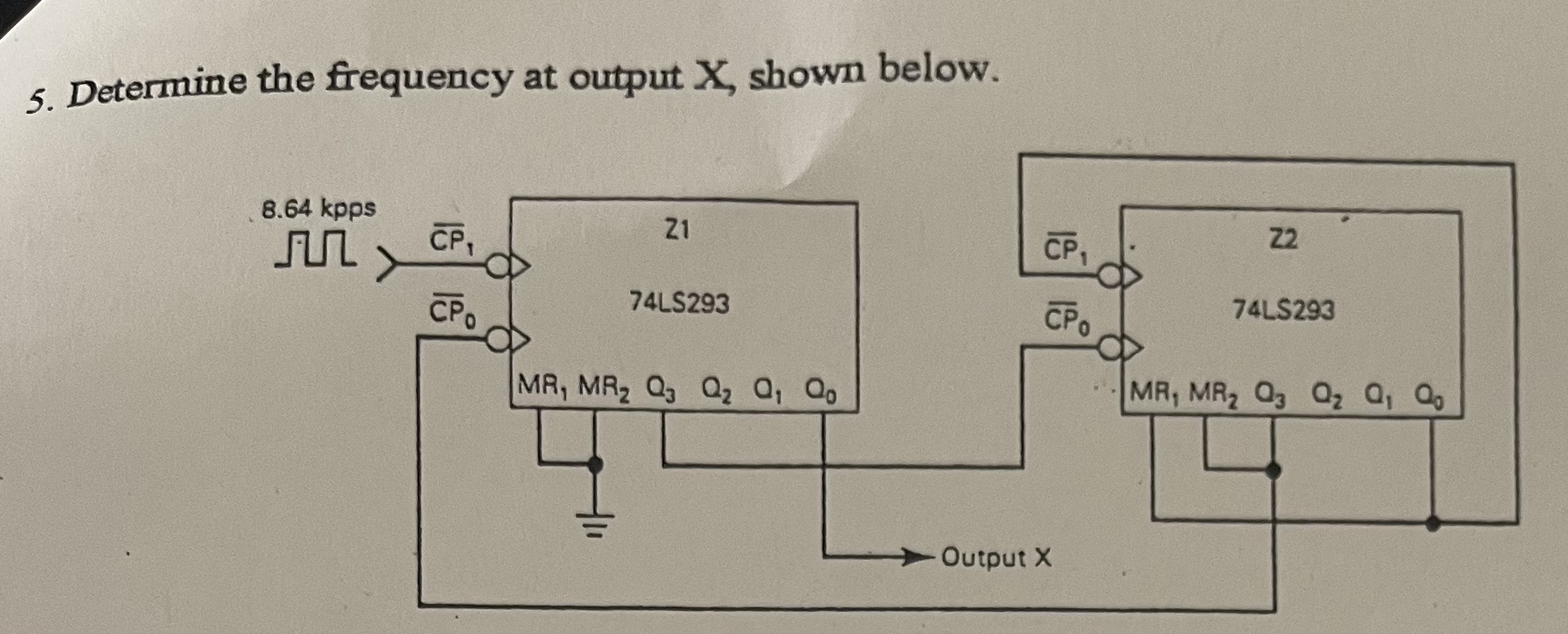 Determine the frequency at output X , shown