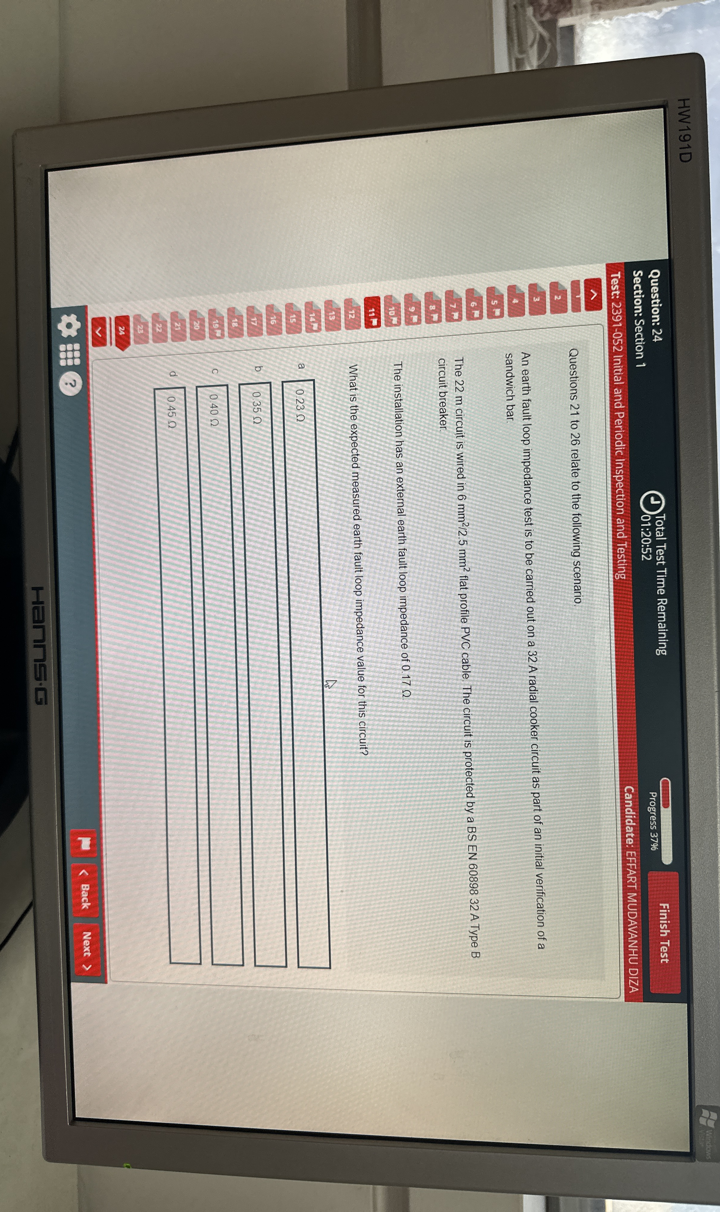 HW 1 9 1 D Question: 2 4 Total Test Time