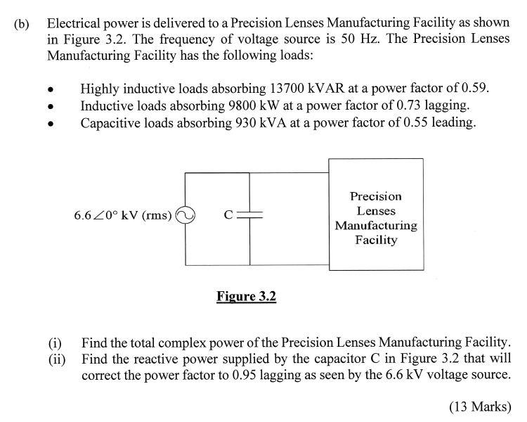 ( b ) Electrical power is delivered to a