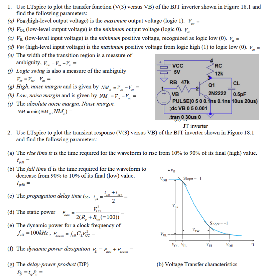 1 . Use LTspice to plot the transfer function ( V