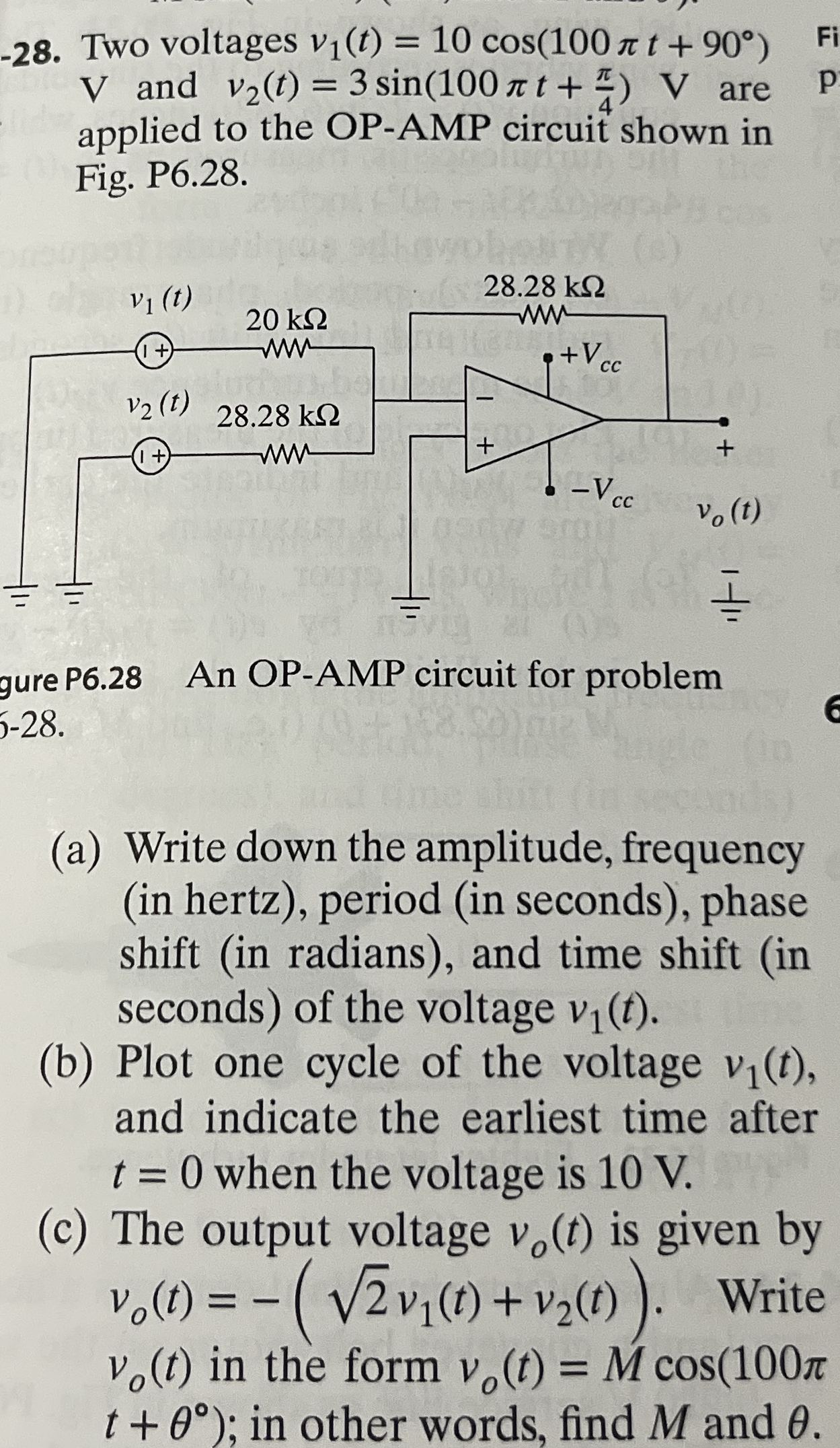 - 2 8 . Two voltages v 1 ( t ) = 1 0 c o s ( 1 0