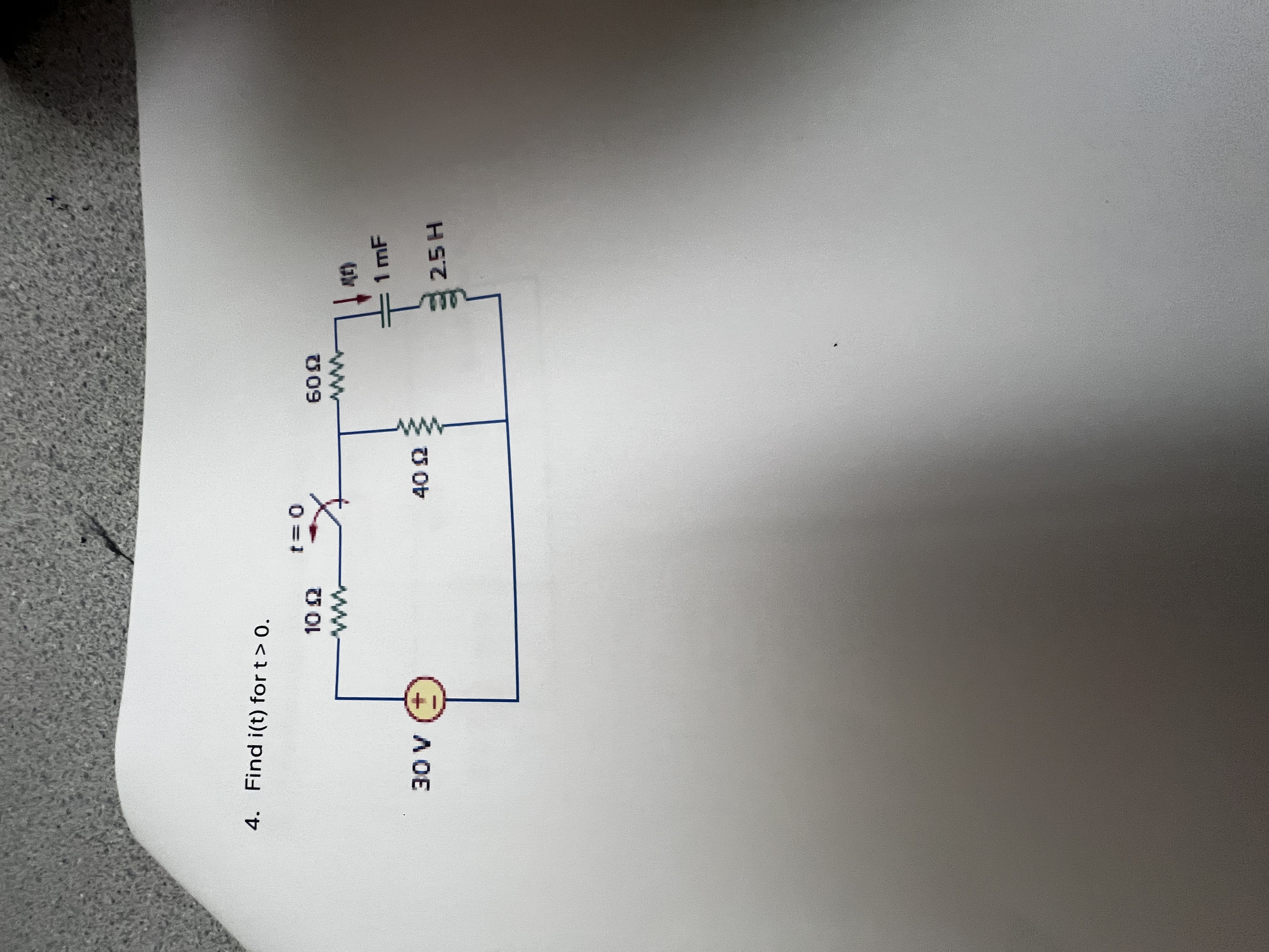 Find i ( t ) for t  style=