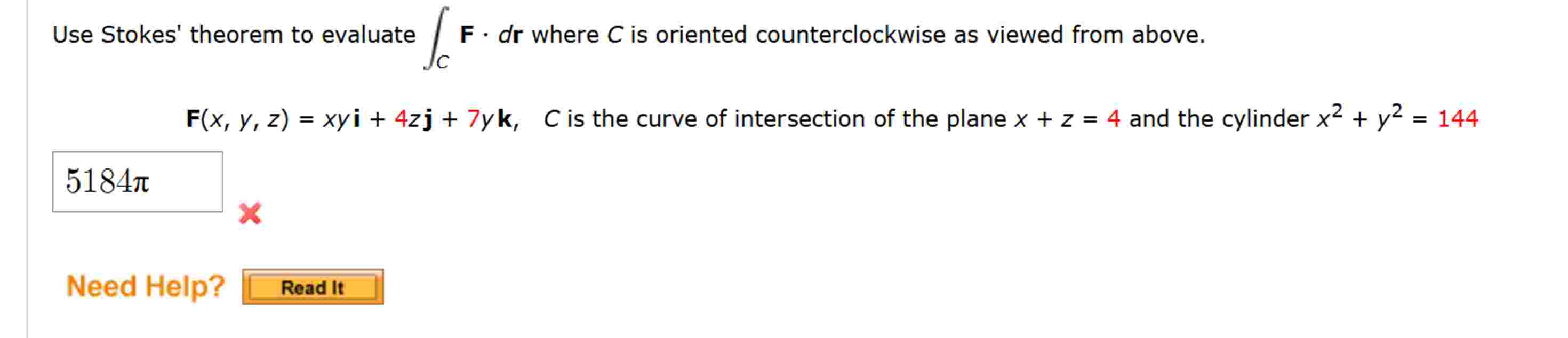 Use Stokes' theorem to evaluate \ int _ C F * dr