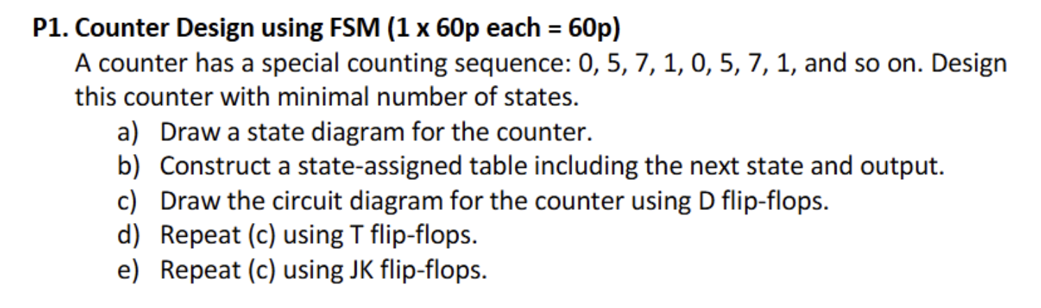 P 1 . Counter Design using FSM ( \ ( 1 \ times 6