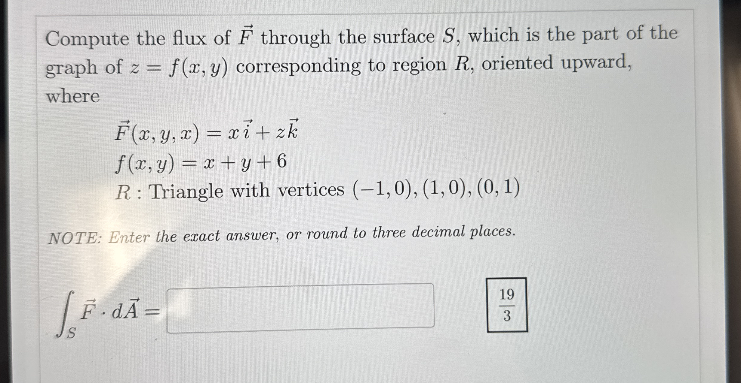 Compute the flux of vec ( F ) through the surface