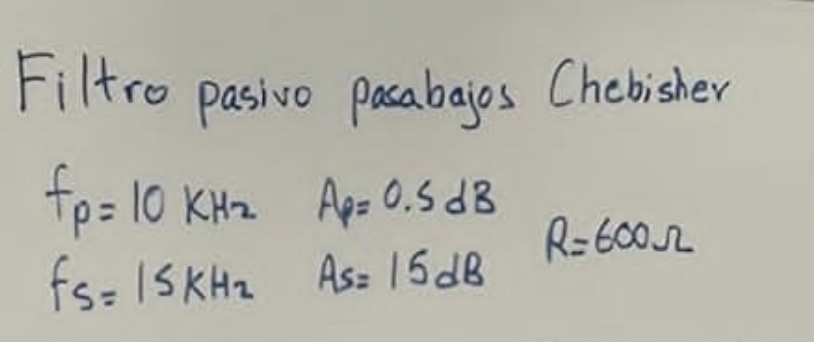 chebisher passive low pass filter ] = 1 0 K H 2 ,