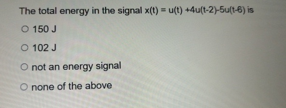 The total energy in the signal x ( t ) = u ( t )