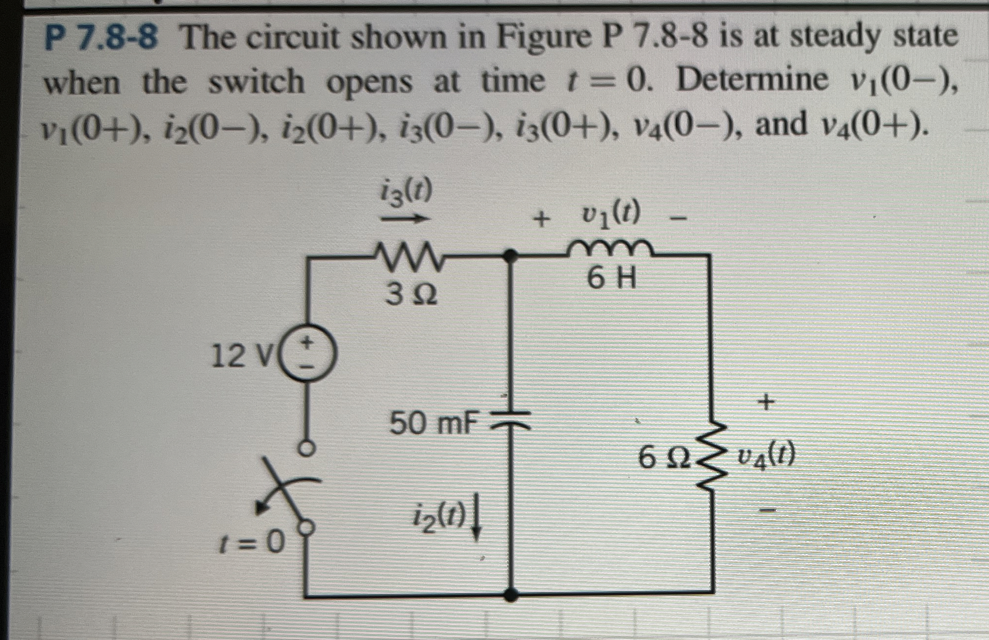 P 7 . 8 - 8 The circuit shown in Figure P 7 . 8 -
