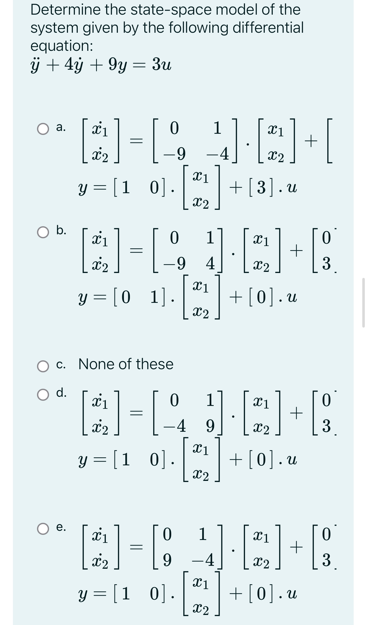 Determine the state - space model of the system