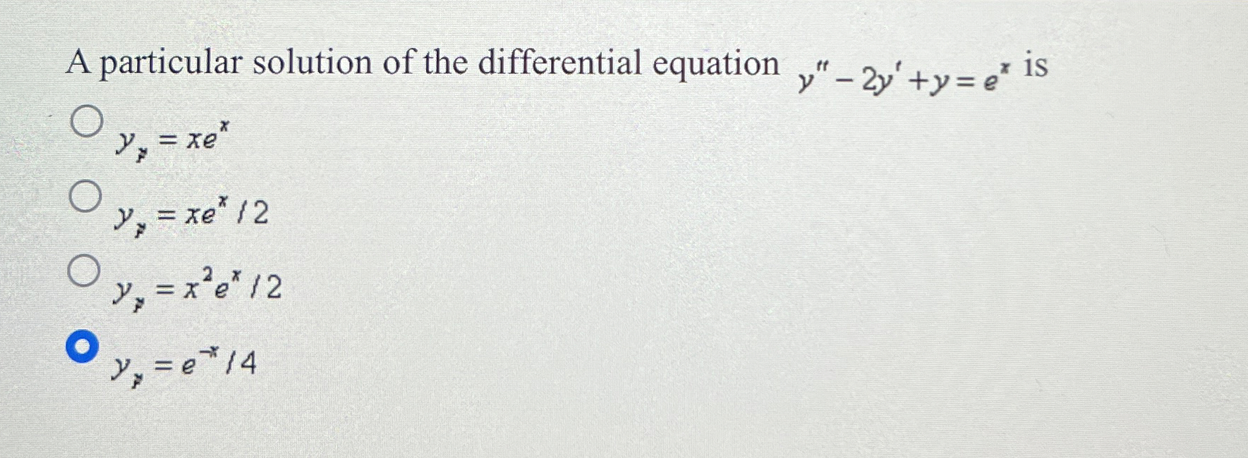 A particular solution of the differential